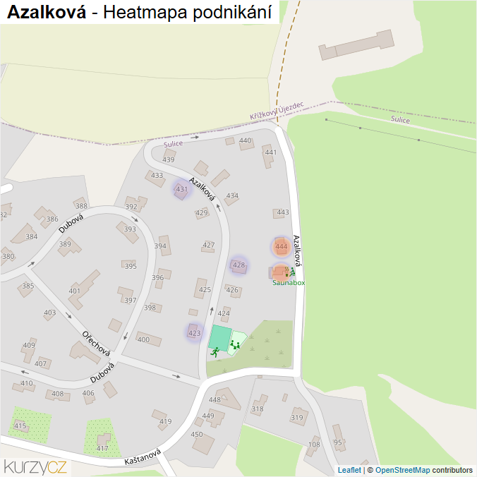 Mapa Azalková - Firmy v ulici.