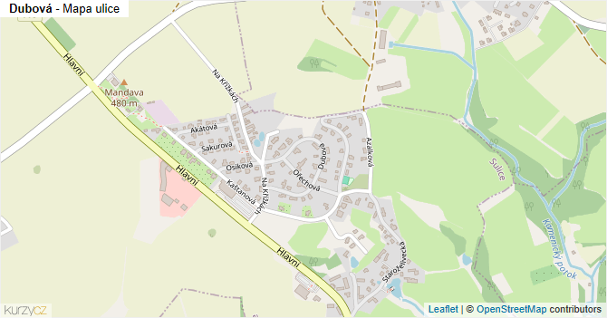 Dubová - mapa ulice