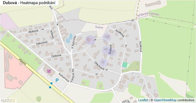 Dubová - mapa podnikání