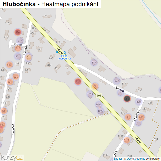 Mapa Hlubočinka - Firmy v části obce.