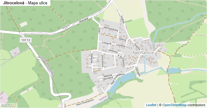 Jitrocelová - mapa ulice