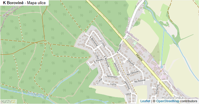 K Borovině - mapa ulice