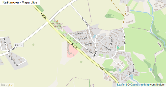 Kaštanová - mapa ulice