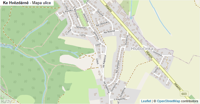 Ke Hvězdárně - mapa ulice