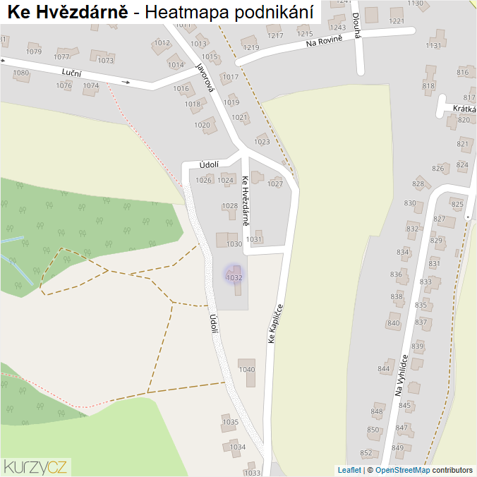 Mapa Ke Hvězdárně - Firmy v ulici.