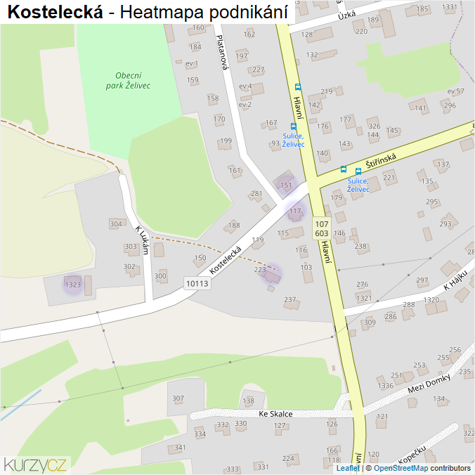 Mapa Kostelecká - Firmy v ulici.