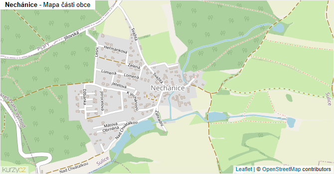 Nechánice - mapa části obce