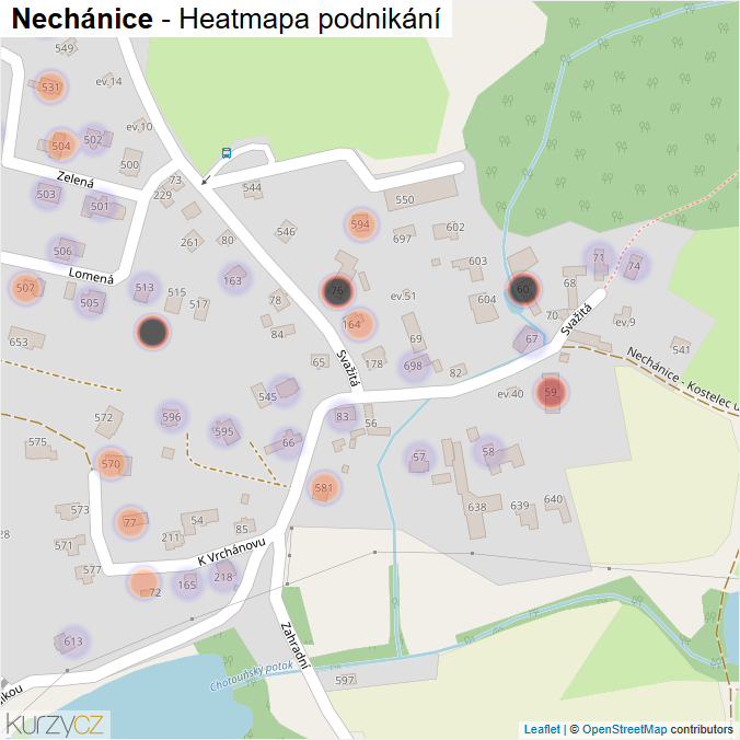 Mapa Nechánice - Firmy v části obce.