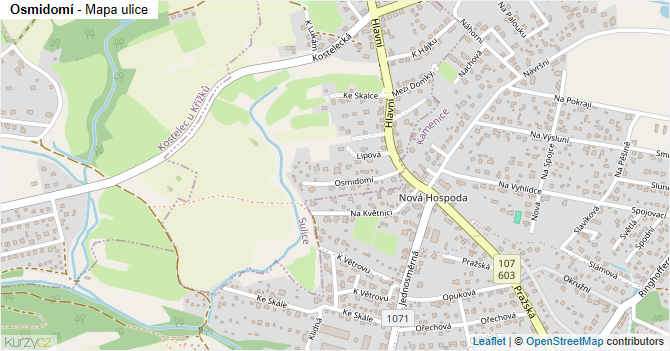 Osmidomí - mapa ulice