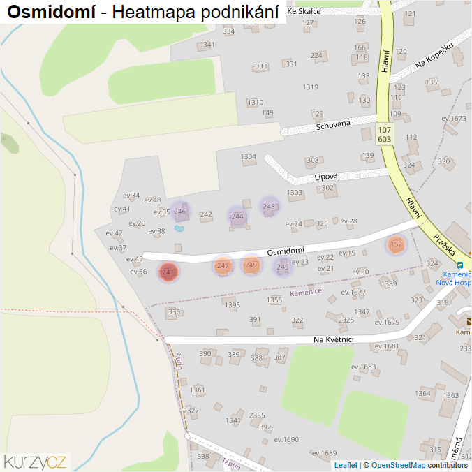 Mapa Osmidomí - Firmy v ulici.
