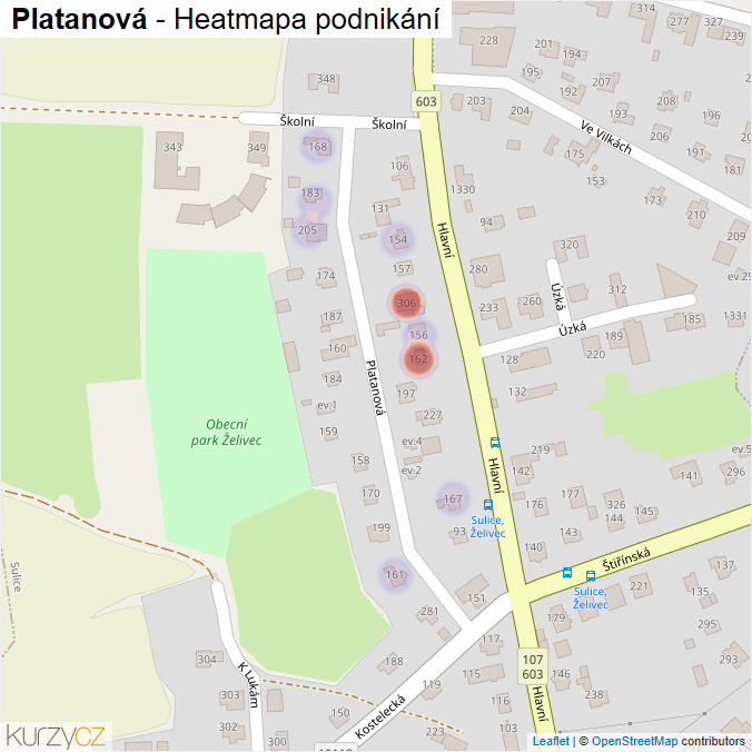 Mapa Platanová - Firmy v ulici.