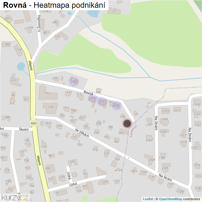 Mapa Rovná - Firmy v ulici.