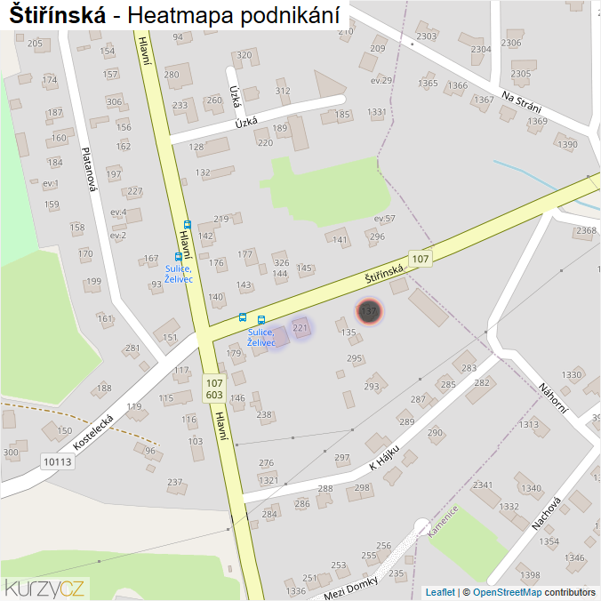 Mapa Štiřínská - Firmy v ulici.