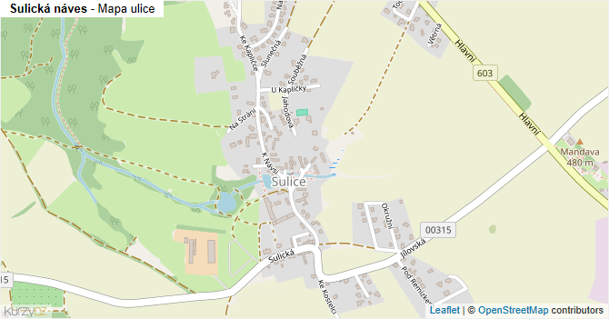 Sulická náves - mapa ulice