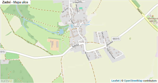 Zadní - mapa ulice