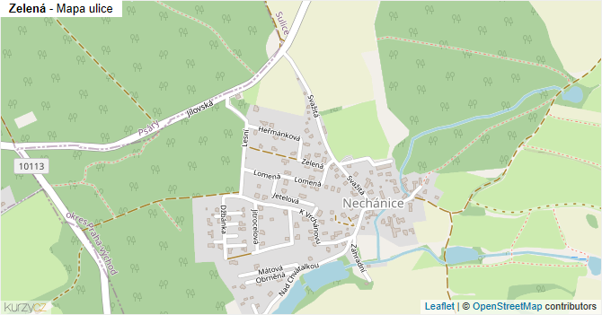 Zelená - mapa ulice