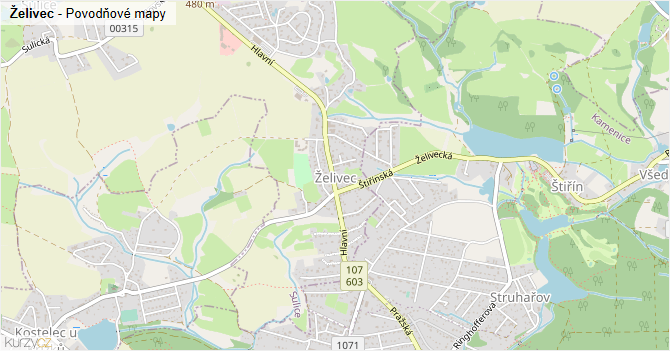 Želivec - záplavové mapy stoleté vody