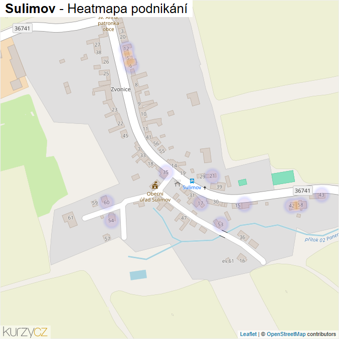 Mapa Sulimov - Firmy v části obce.