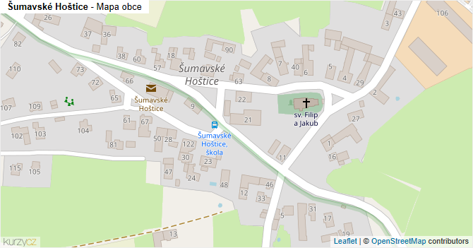 Šumavské Hoštice - mapa obce
