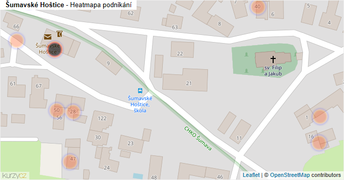 Šumavské Hoštice - mapa podnikání