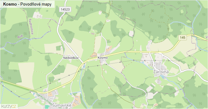Kosmo - záplavové mapy stoleté vody