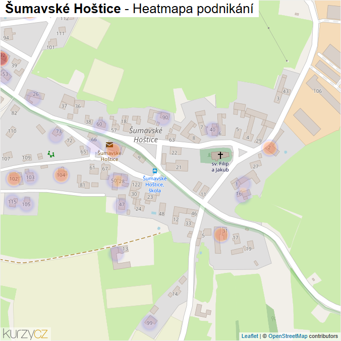 Mapa Šumavské Hoštice - Firmy v části obce.