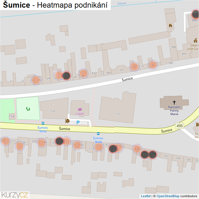 Mapa Šumice - Firmy v obci.