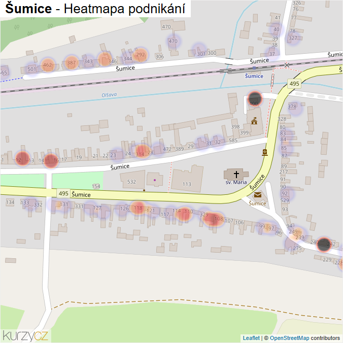 Mapa Šumice - Firmy v části obce.