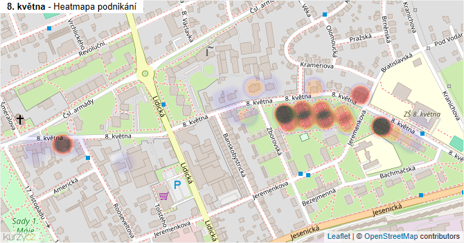 8. května - mapa podnikání