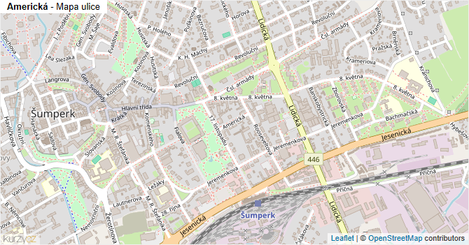 Americká - mapa ulice