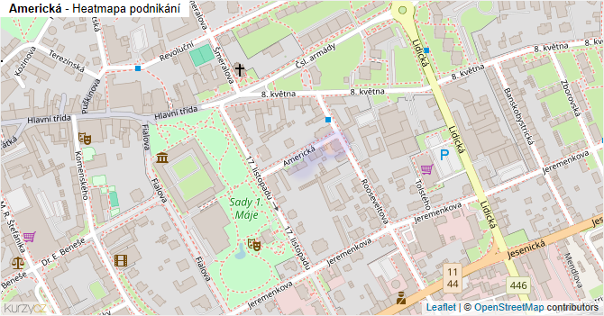 Americká - mapa podnikání