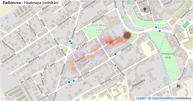Balbínova - mapa podnikání