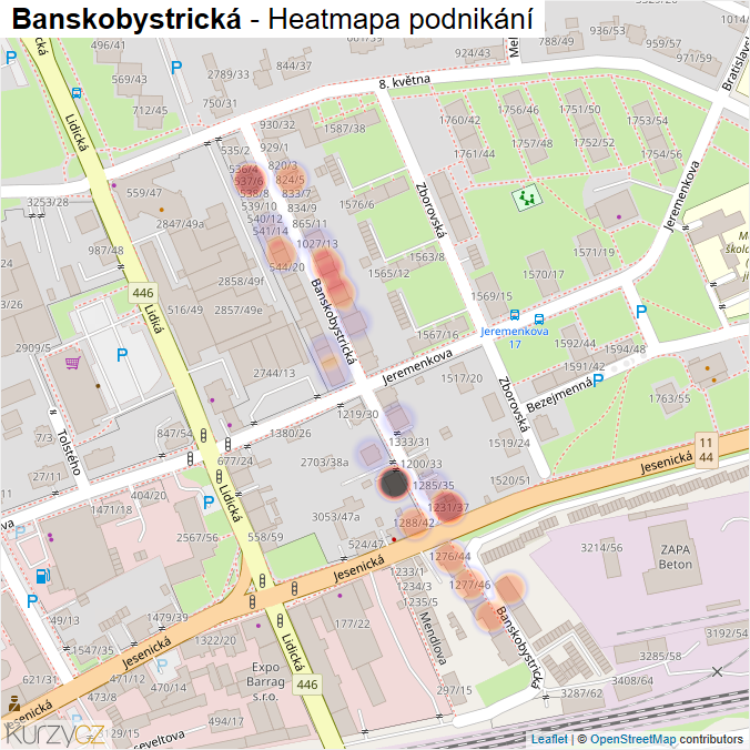 Mapa Banskobystrická - Firmy v ulici.