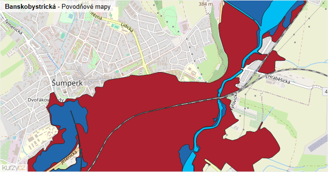 Banskobystrická - záplavové mapy stoleté vody