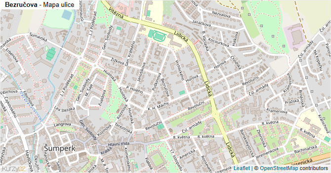 Bezručova - mapa ulice