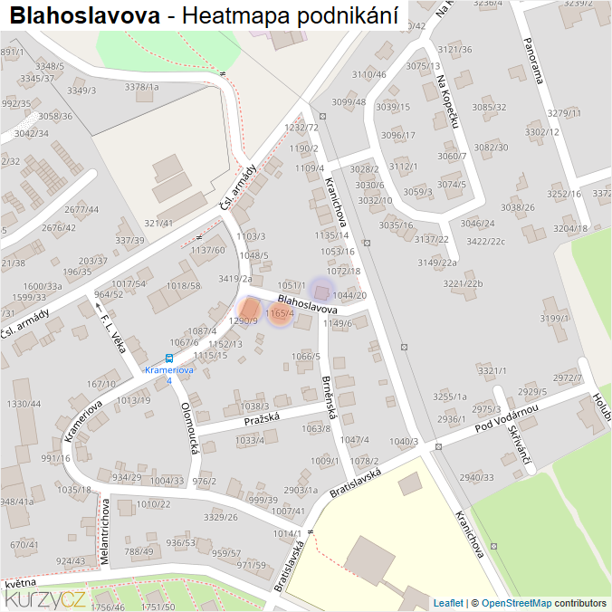Mapa Blahoslavova - Firmy v ulici.