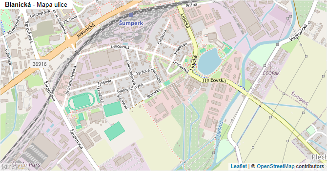 Blanická - mapa ulice