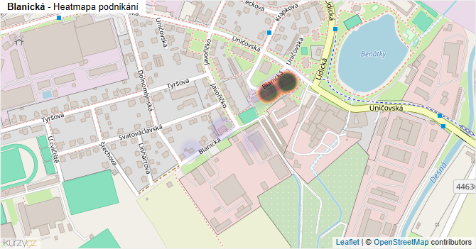 Blanická - mapa podnikání