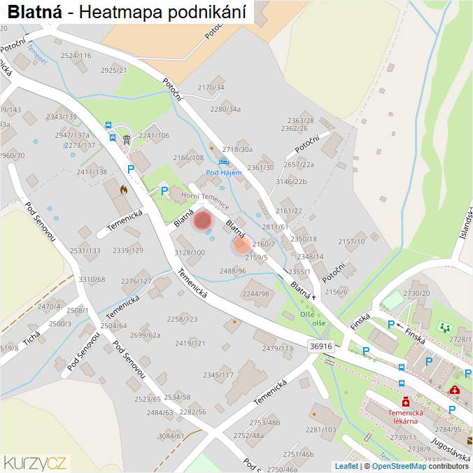 Mapa Blatná - Firmy v ulici.