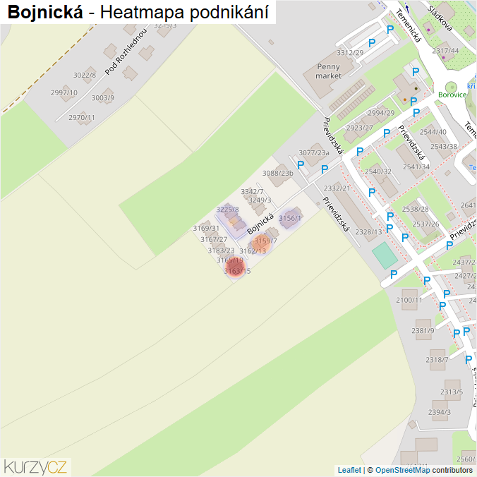 Mapa Bojnická - Firmy v ulici.