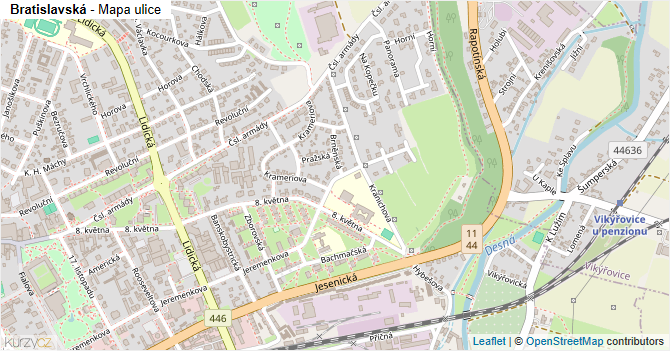 Bratislavská - mapa ulice