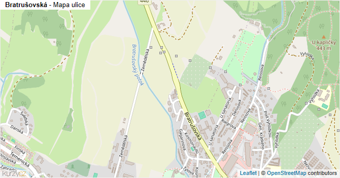 Bratrušovská - mapa ulice