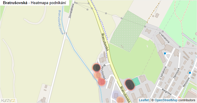Bratrušovská - mapa podnikání