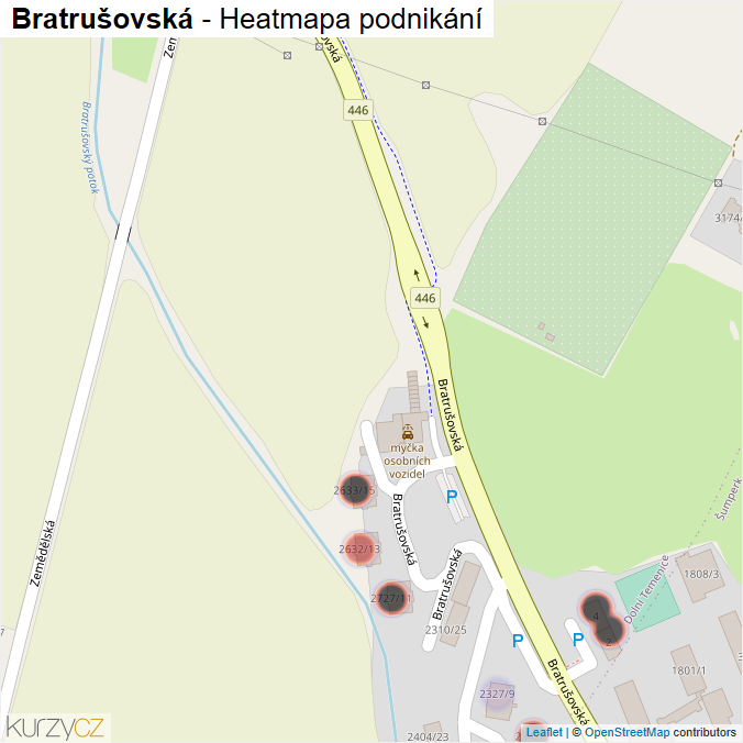 Mapa Bratrušovská - Firmy v ulici.