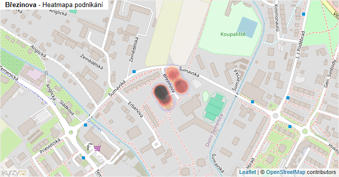 Březinova - mapa podnikání
