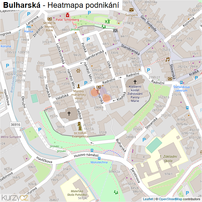 Mapa Bulharská - Firmy v ulici.