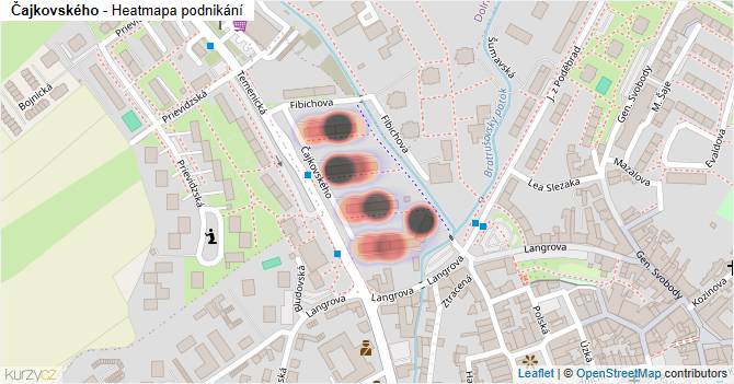 Čajkovského - mapa podnikání