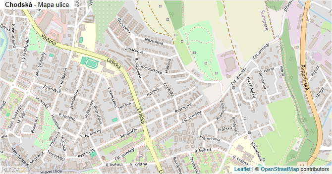 Chodská - mapa ulice