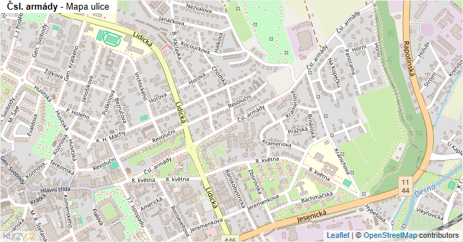 Čsl. armády - mapa ulice