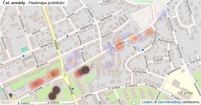 Čsl. armády - mapa podnikání